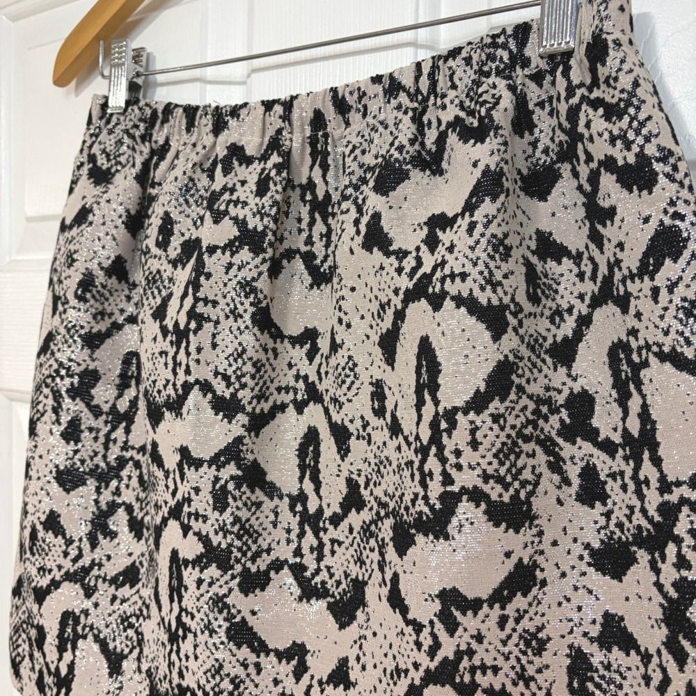 Urban Outfitters Sparkle Fade Metallic Snake Mini Skirt L Tan Black Silver Party